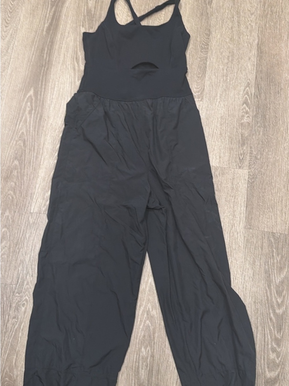 FP Movement by Free People Black Crossback Wide-Leg Jumpsuit righteous onesie